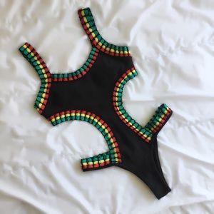 Rasta Red Yellow Green Monokini Swimsuit One Piece